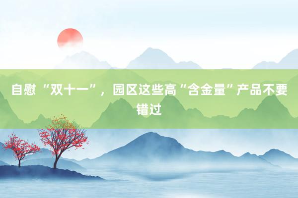 自慰 “双十一”，园区这些高“含金量”产品不要错过