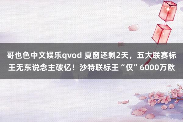 哥也色中文娱乐qvod 夏窗还剩2天，五大联赛标王无东说念主破亿！沙特联标王“仅”6000万欧