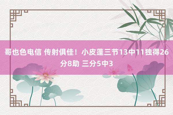 哥也色电信 传射俱佳！小皮蓬三节13中11独得26分8助 三分5中3